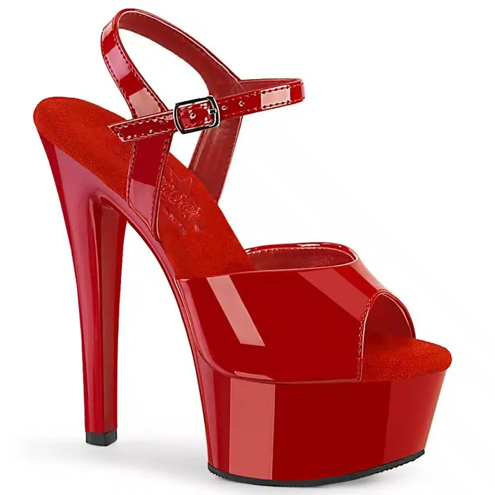 Pleaser sandal with ankle strap - red