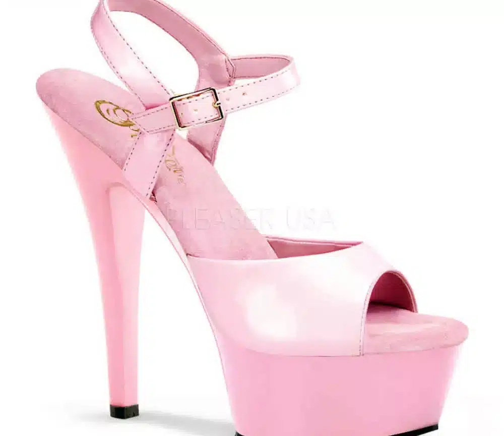Pleaser sandal with ankle strap - pink